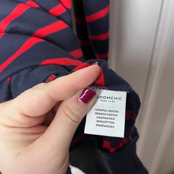 Bloomchic Red Blue Preppy Nautical Striped Button Pullover Sweater 18/20 NEW - Picture 6 of 8